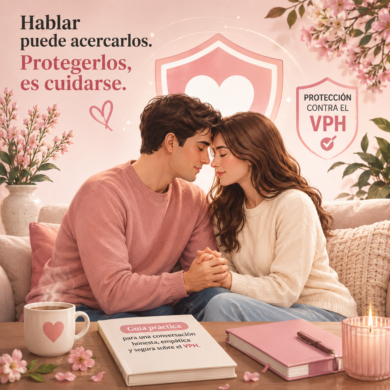 Pareja conversando con confianza sobre VPH