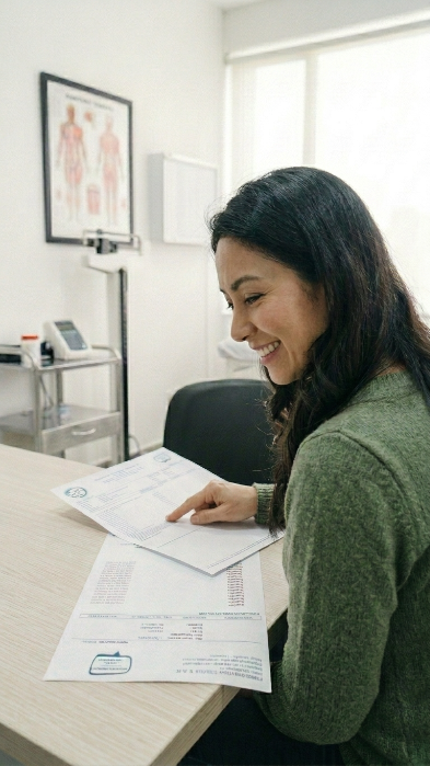 [Imagen de resultados médicos negativos para VPH, celebrando la recuperación]